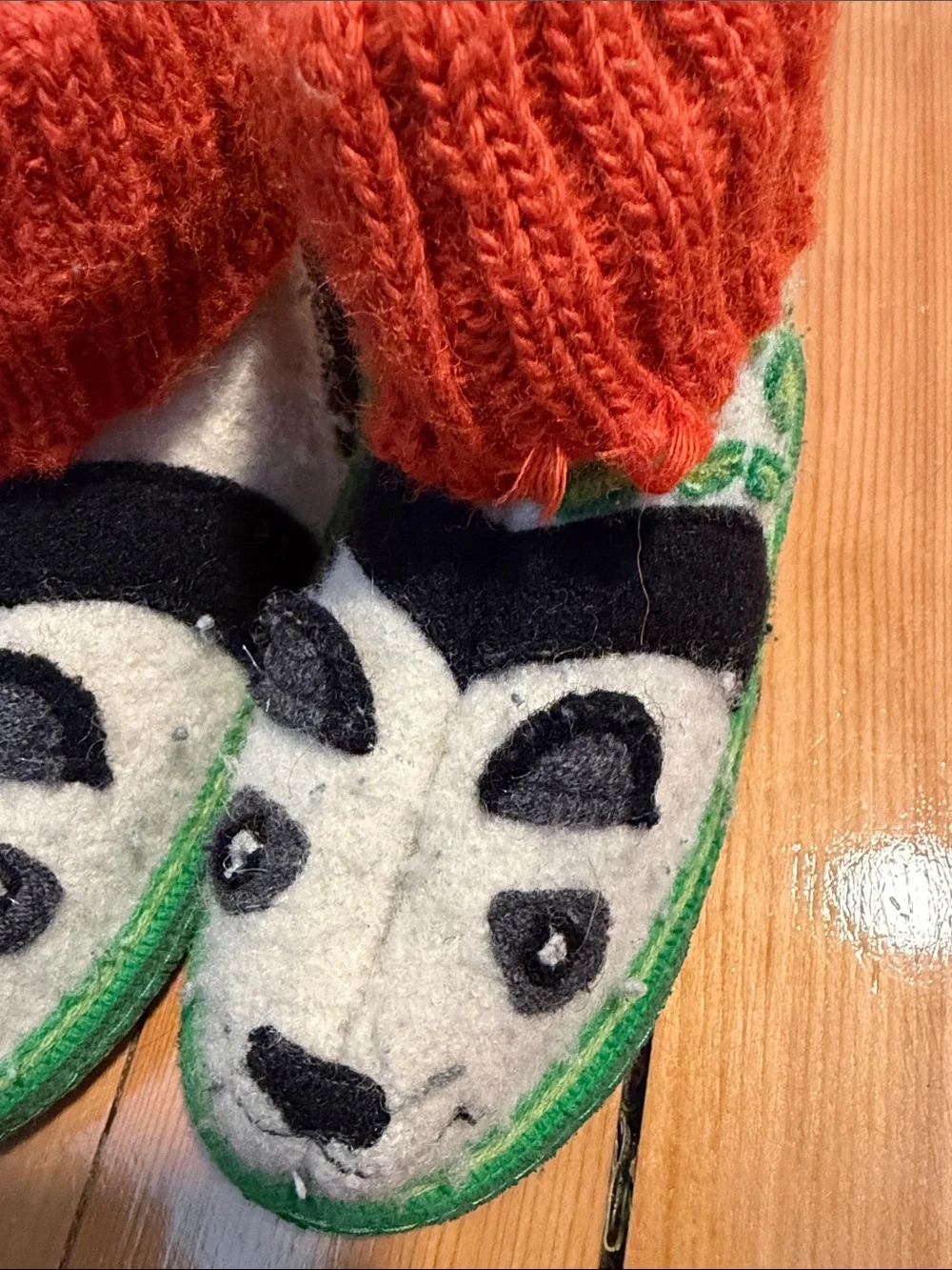 🐼Garnett Hill 11 Boiled Wool Slippers Panda. Kids size 11